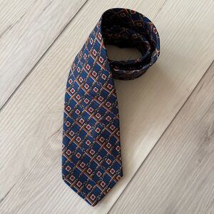 Vintage Brooks Brothers Navy and Red Geometric Tie - All Silk